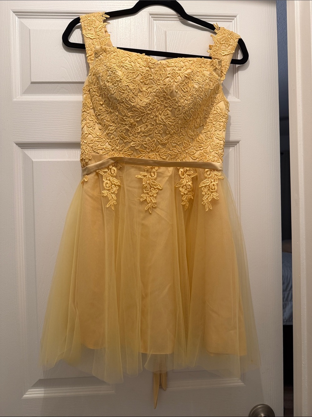 Yellow Floral Lace & Tulle Girls' Dress